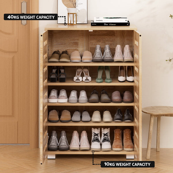 Artiss Shoe Cabinet 20 Pairs 5-tier Wood Alster Artiss