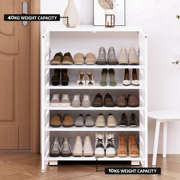 Artiss Shoe Cabinet 20 Pairs 5-tier White Alster Artiss