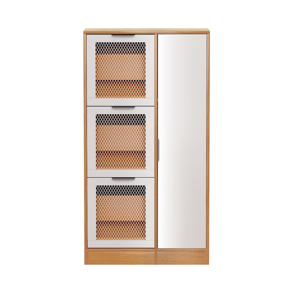 Artiss Mirror Shoe Cabinet White Mesh Artiss
