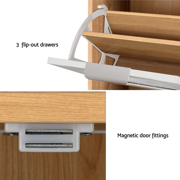 Artiss Mirror Shoe Cabinet White Mesh Artiss