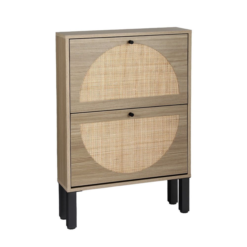 Artiss Shoe Cabinet 2 Drawers Rattan 6 Pairs Artiss