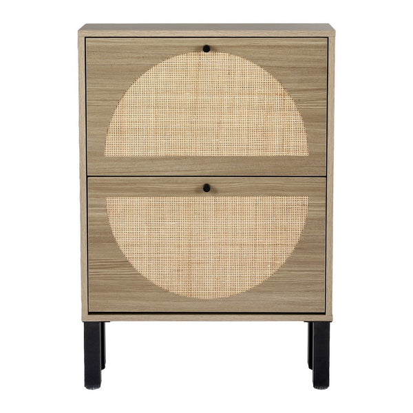 Artiss Shoe Cabinet 2 Drawers Rattan 6 Pairs Artiss