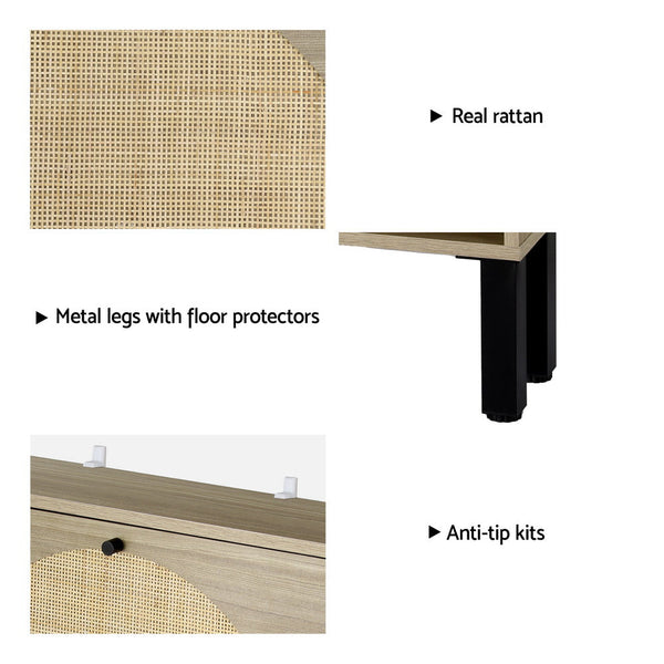 Artiss Shoe Cabinet 2 Drawers Rattan 6 Pairs Artiss