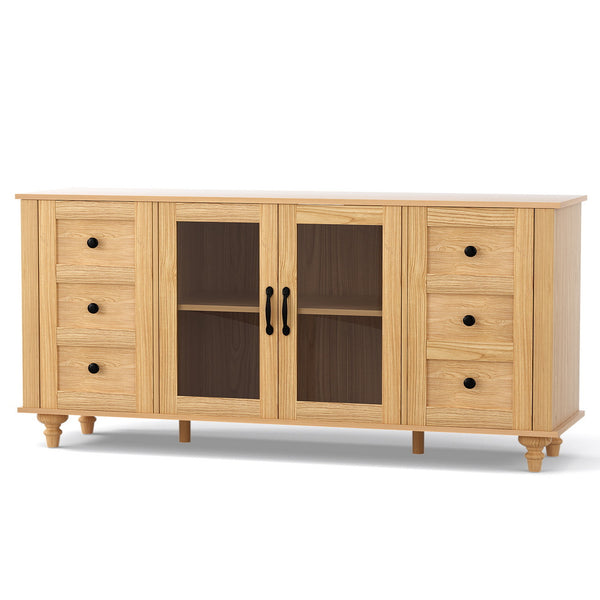 Artiss Buffet Sideboard Storage Cabinet Kitchen Cupboard Faux Drawer 150CM Pine Awezingly