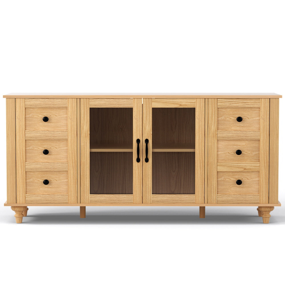 Artiss Buffet Sideboard Storage Cabinet Kitchen Cupboard Faux Drawer 150CM Pine Awezingly