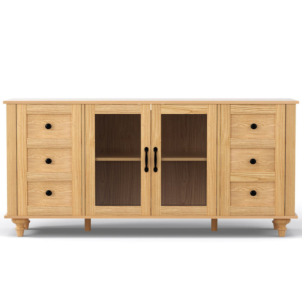 Artiss Buffet Sideboard Storage Cabinet Kitchen Cupboard Faux Drawer 150CM Pine Awezingly