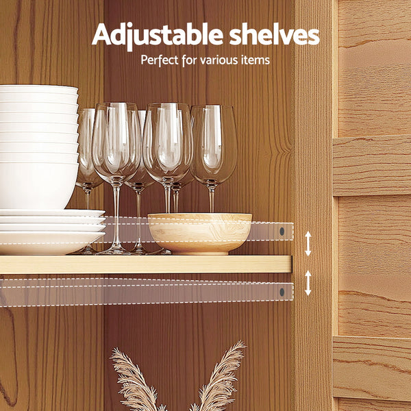 Artiss Buffet Sideboard Storage Cabinet Kitchen Cupboard Faux Drawer 150CM Pine Awezingly