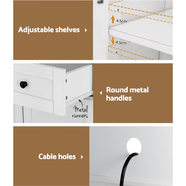 Artiss Buffet Sideboard Cabinet Cupboard Pantry Storage Shelves Hutch White Artiss