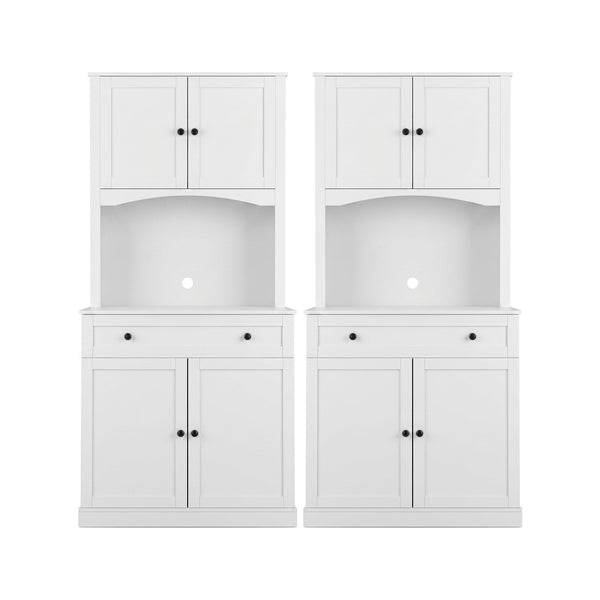 Artiss 2x Buffet Sideboard Hutch Pantry Cabinet Kitchen Storage BEINI White Awezingly