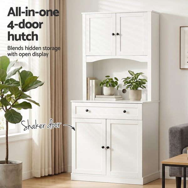 Artiss 2x Buffet Sideboard Hutch Pantry Cabinet Kitchen Storage BEINI White Awezingly