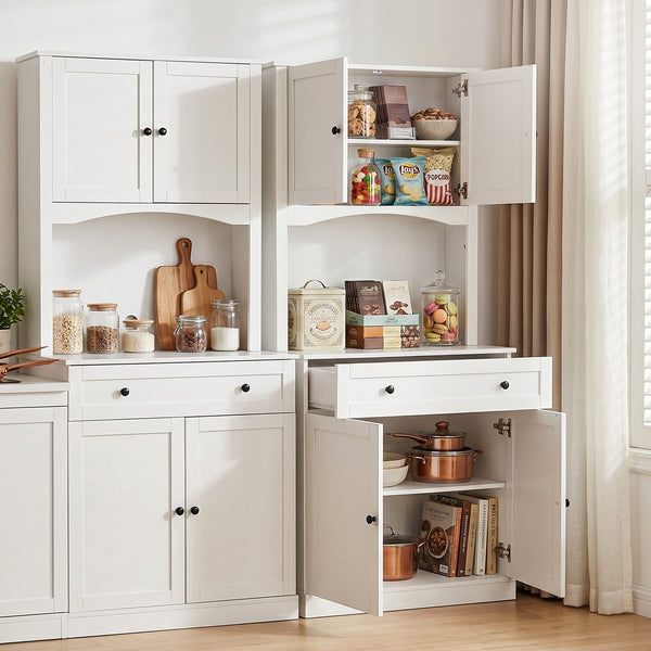 Artiss 2x Buffet Sideboard Hutch Pantry Cabinet Kitchen Storage BEINI White Awezingly