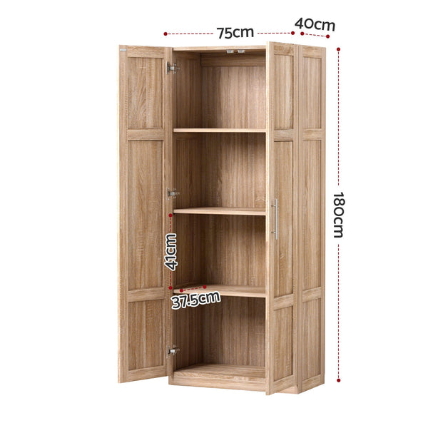Artiss 2x Buffet Sideboard Cabinet Pantry Hutch Kitchen Storage Organiser Pine Awezingly