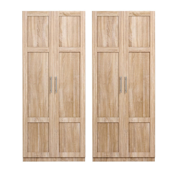 Artiss 2x Buffet Sideboard Cabinet Pantry Hutch Kitchen Storage Organiser Pine Awezingly