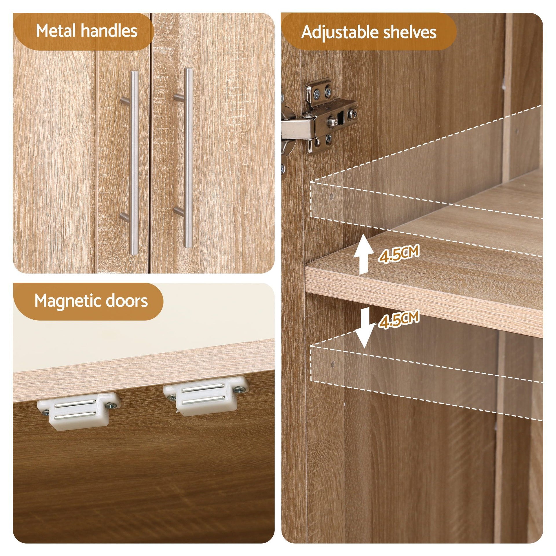 Artiss 2x Buffet Sideboard Cabinet Pantry Hutch Kitchen Storage Organiser Pine Awezingly
