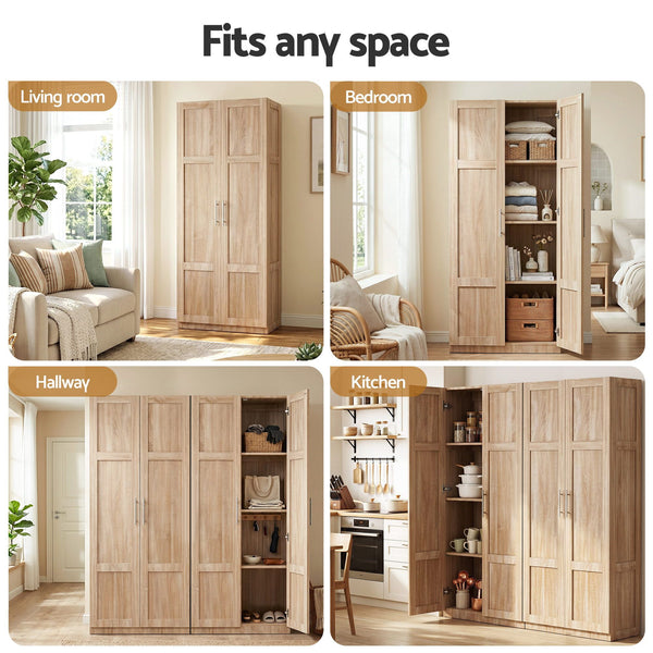 Artiss 2x Buffet Sideboard Cabinet Pantry Hutch Kitchen Storage Organiser Pine Awezingly