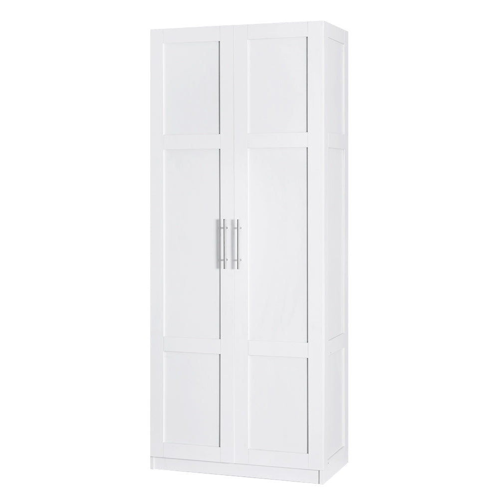 Artiss 2 Door Wardrobe Bedroom Cupboard Closet Storage Cabinet Organiser White Artiss