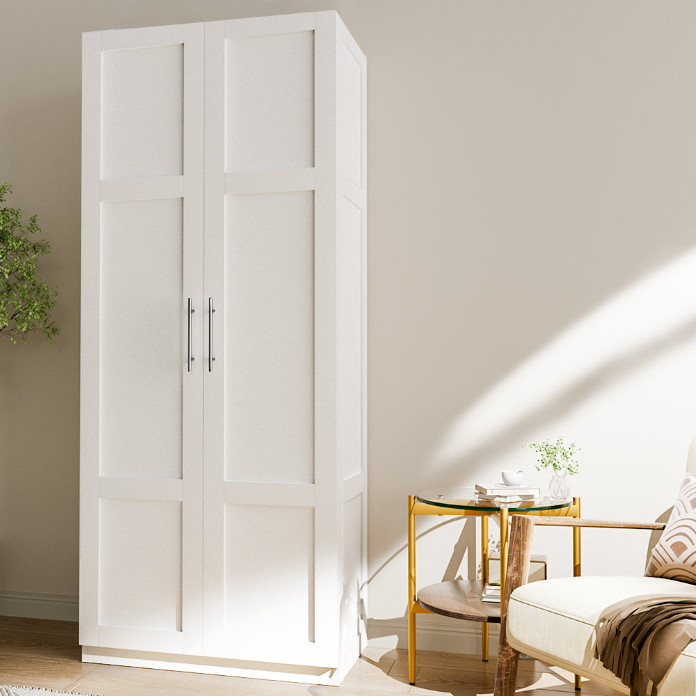 Artiss 2 Door Wardrobe Bedroom Cupboard Closet Storage Cabinet Organiser White Artiss
