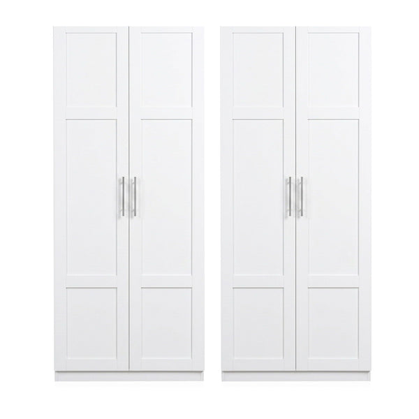 Artiss 2x Buffet Sideboard Cabinet Pantry Hutch Kitchen Storage Organiser White Awezingly