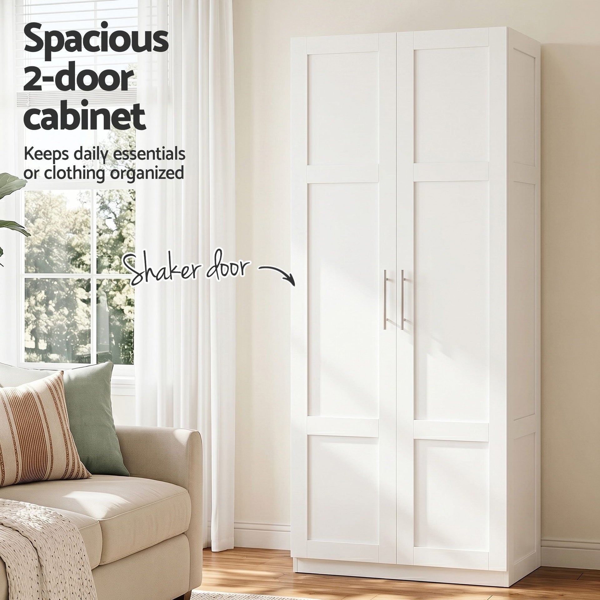 Artiss 2x Buffet Sideboard Cabinet Pantry Hutch Kitchen Storage Organiser White Awezingly