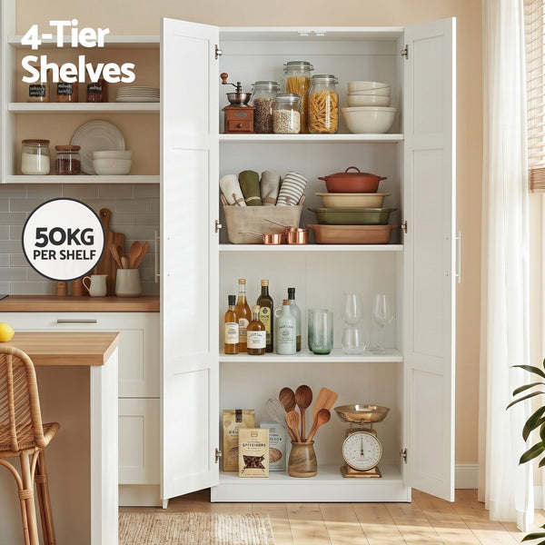 Artiss 2x Buffet Sideboard Cabinet Pantry Hutch Kitchen Storage Organiser White Awezingly
