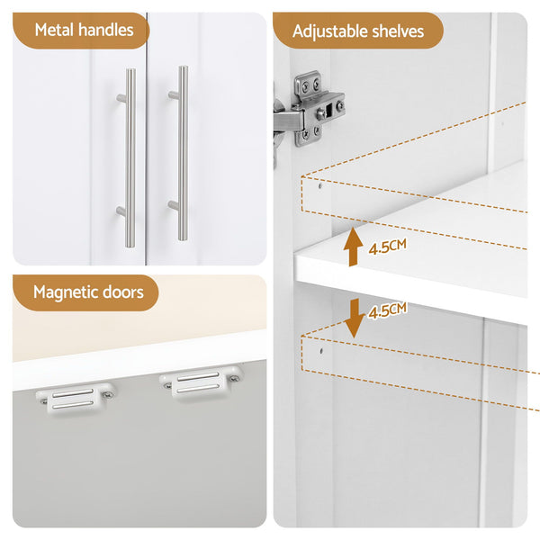 Artiss 2x Buffet Sideboard Cabinet Pantry Hutch Kitchen Storage Organiser White Awezingly