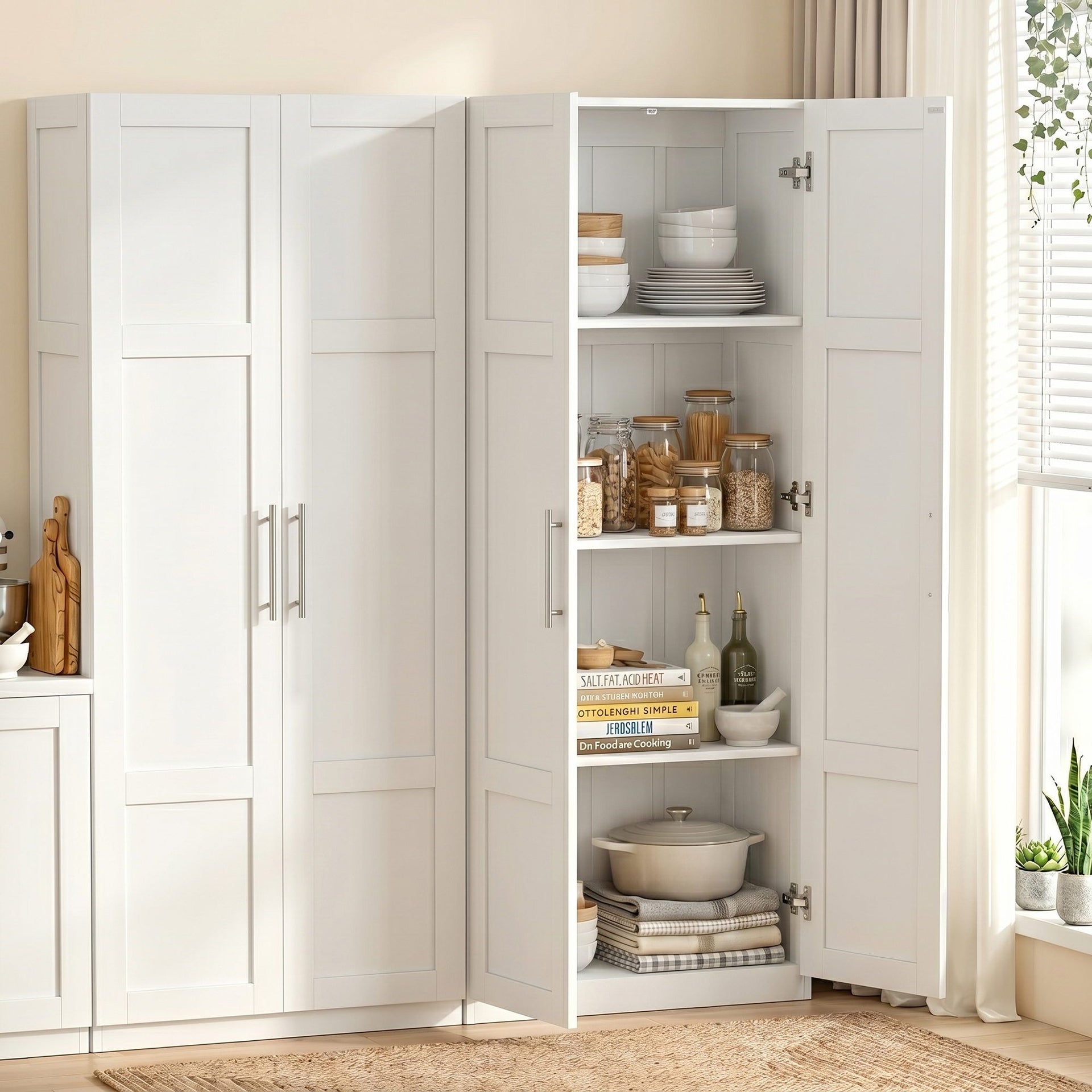 Artiss 2x Buffet Sideboard Cabinet Pantry Hutch Kitchen Storage Organiser White Awezingly