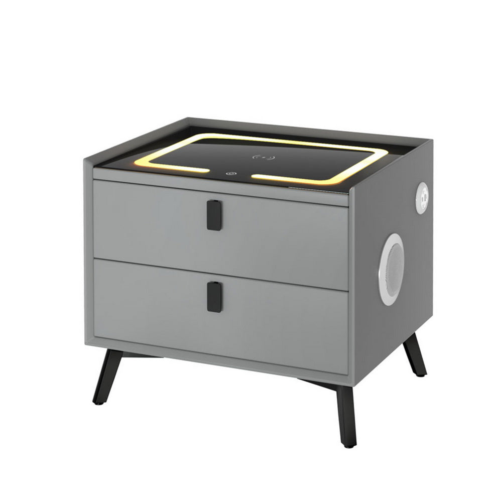 Artiss Smart Bedside Table with Wireless Charging - AIKA Grey Artiss