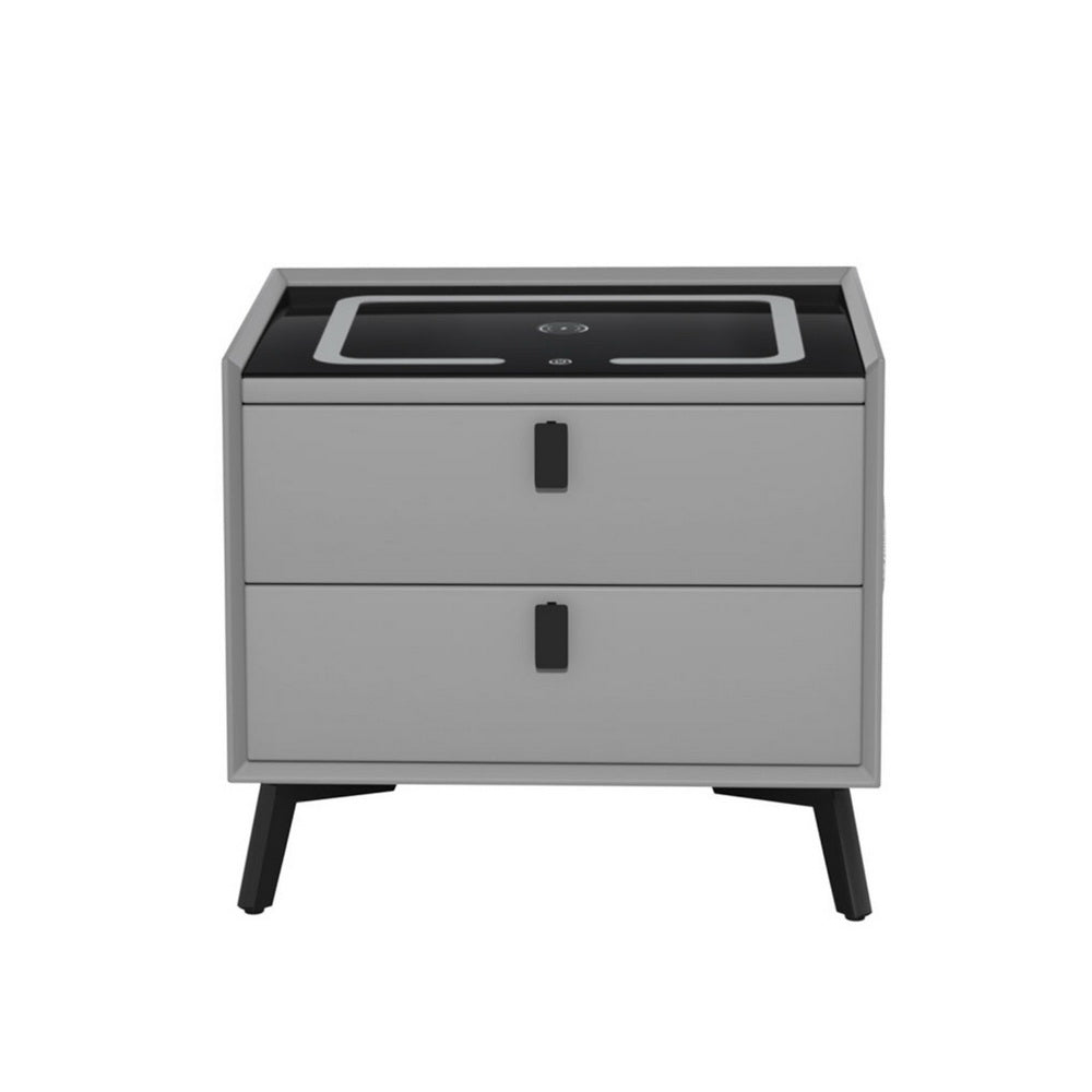 Artiss Smart Bedside Table with Wireless Charging - AIKA Grey Artiss