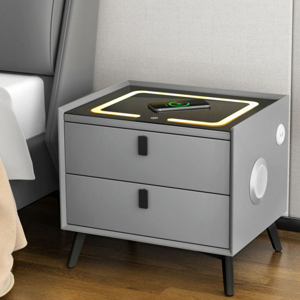 Artiss Smart Bedside Table with Wireless Charging - AIKA Grey Artiss
