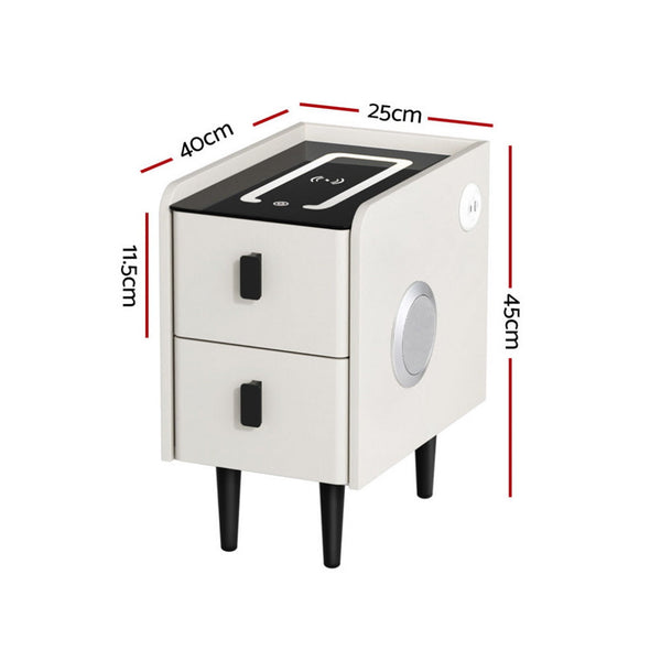 Artiss Smart Bedside Table with Wireless Charging - AIDA White Artiss