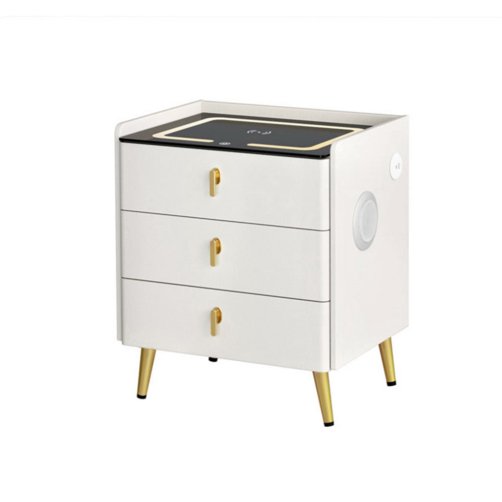 Artiss Bedside Table Wireless Charging - ALMA White Artiss