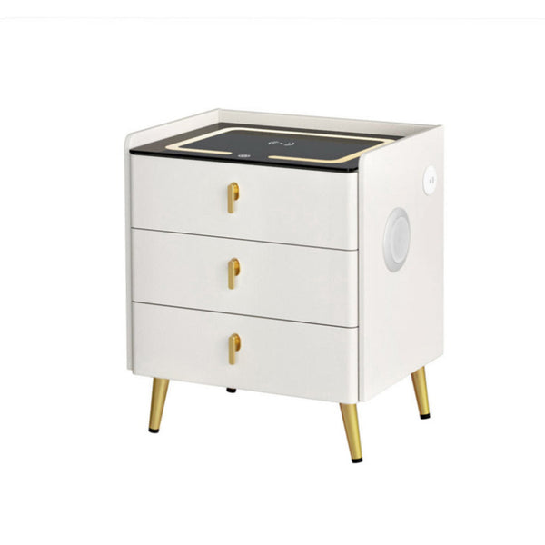 Artiss Bedside Table Wireless Charging - ALMA White Artiss