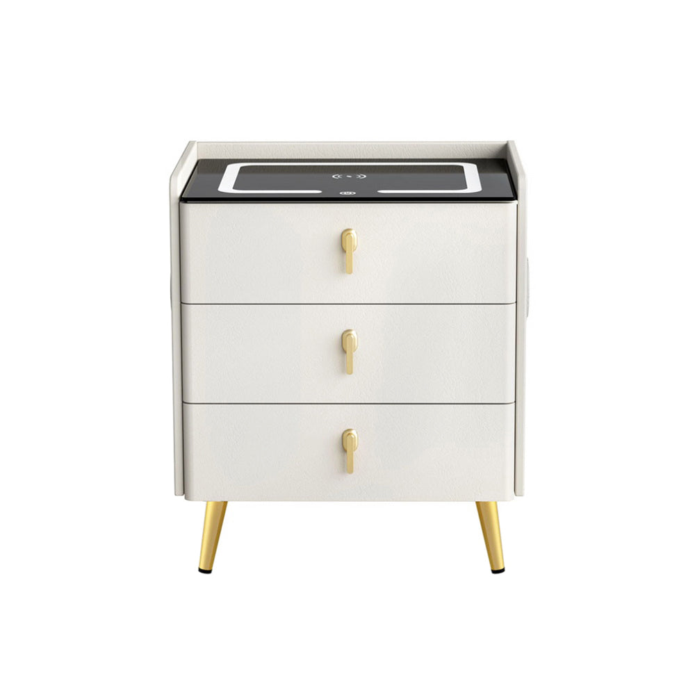 Artiss Bedside Table Wireless Charging - ALMA White Artiss