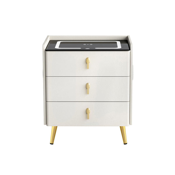 Artiss Bedside Table Wireless Charging - ALMA White Artiss