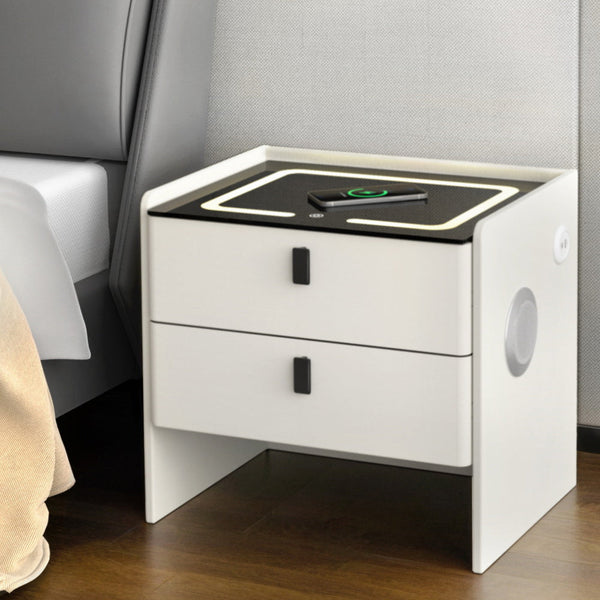 Artiss Smart Bedside Table Wireless Charging - BESS White Artiss