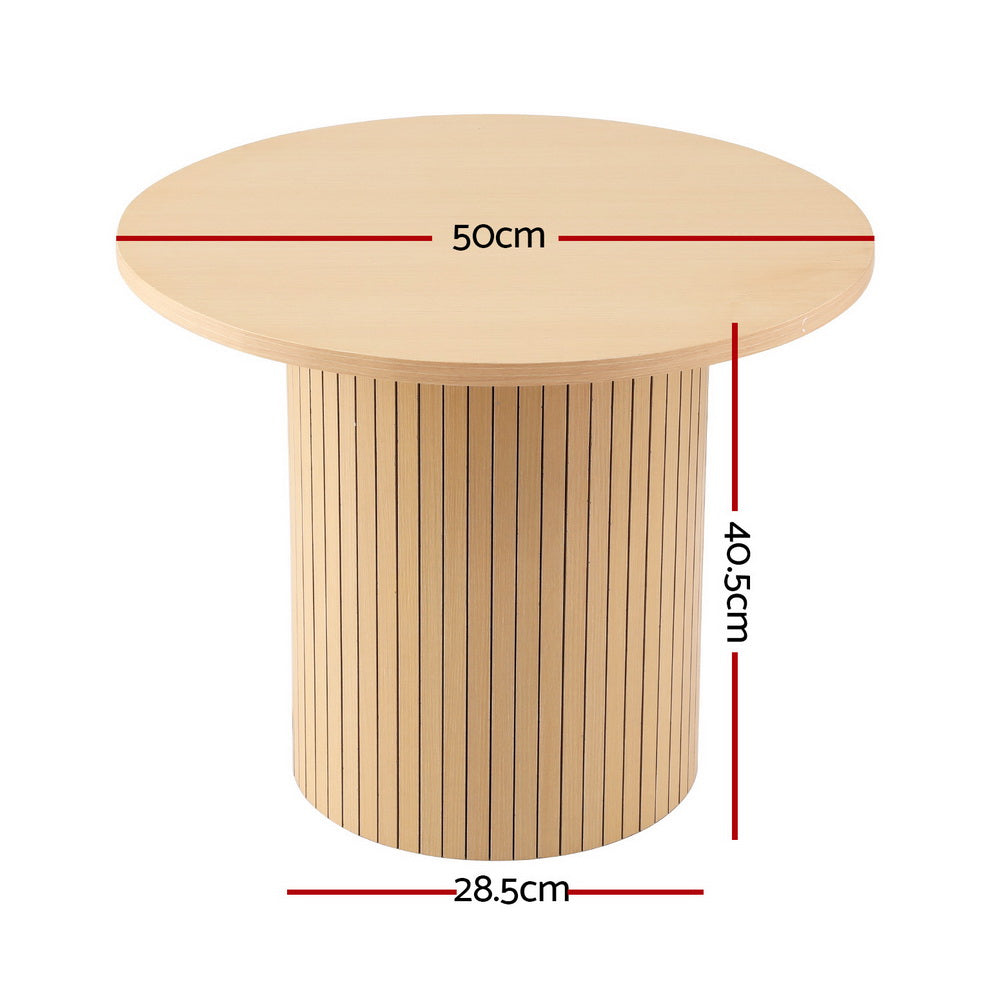 Artiss Coffee Table Round Fluted Artiss