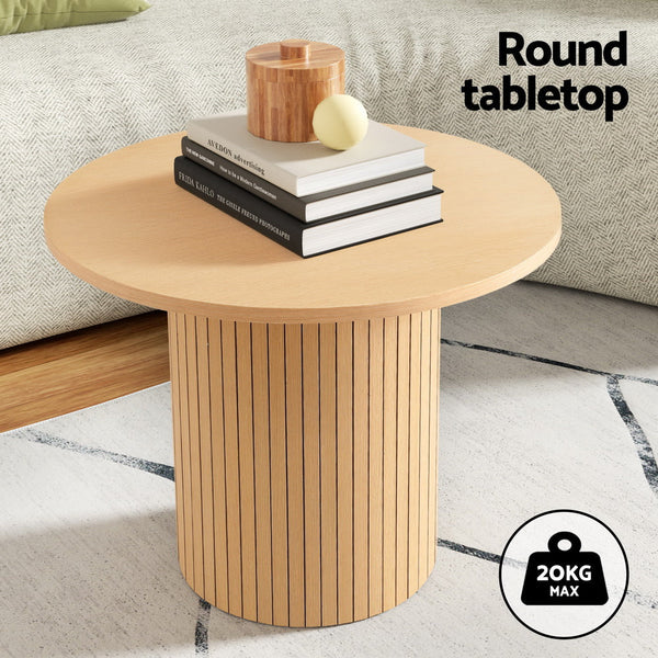 Artiss Coffee Table Round Fluted Artiss