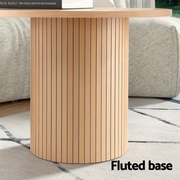 Artiss Coffee Table Round Fluted Artiss