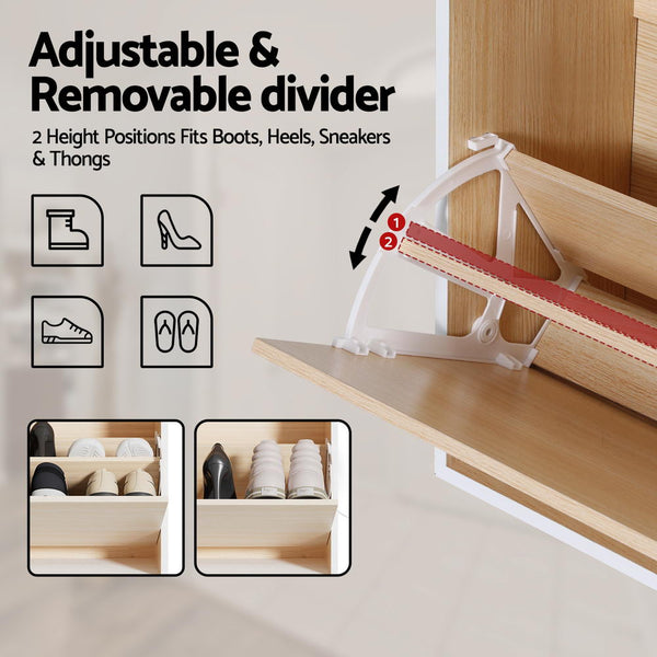 Artiss Shoe Rack Cabinet 24 Pairs Adjustable Shelf Pine Awezingly