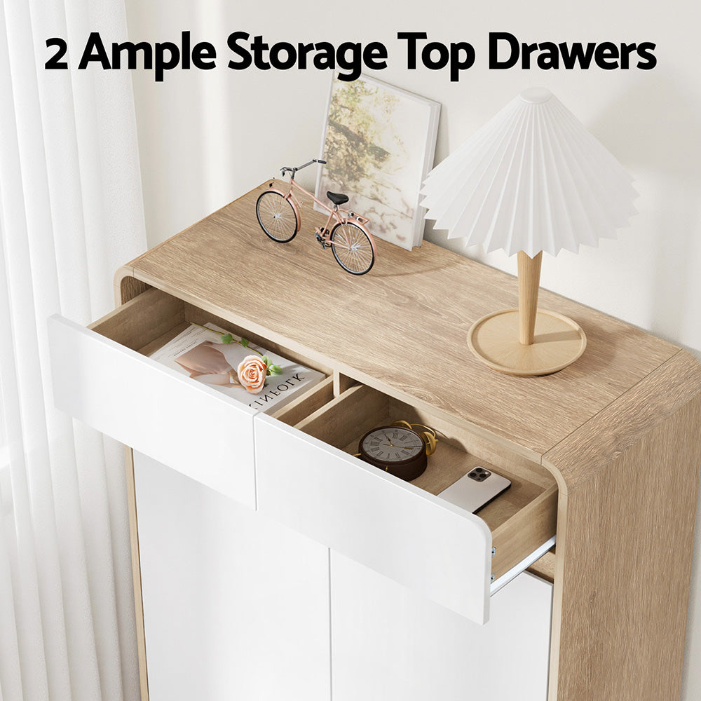 Artiss Shoe Rack Cabinet 20 Pairs Storage Cupboard Pine&White Awezingly