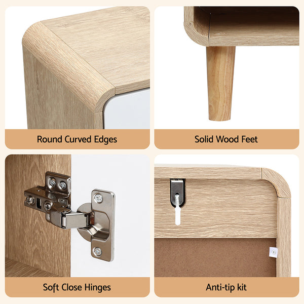 Artiss Shoe Rack Cabinet 20 Pairs Storage Cupboard Pine&White Awezingly