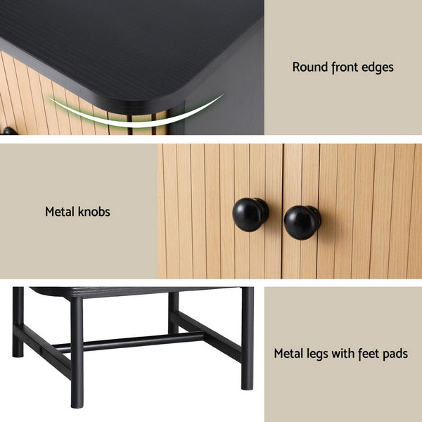 Artiss Bedside Table with Sliding Doors BORIS Artiss