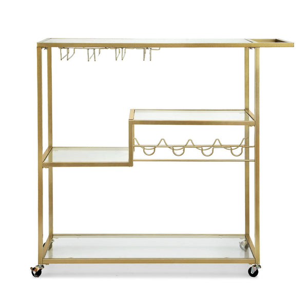 Artiss Bar Cart Drink Trolley Serving Cocktail Wine Rack Glass Holder 102cm Gold Awezingly