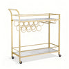 Artiss Bar Cart Drinks Trolley Serving Wine Rack Glass Holder Marble 85cm Gold
