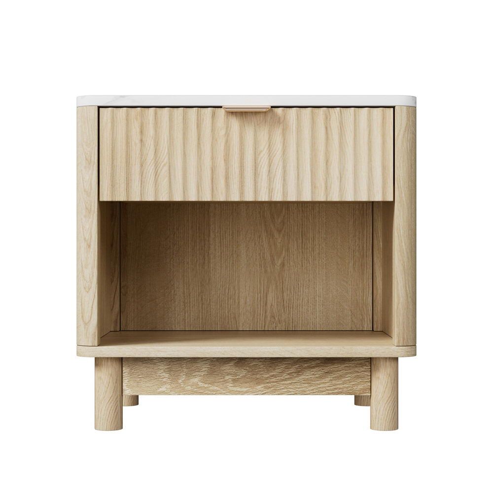 Artiss 2X Bedside Table Nightstand 1 Drawer Shelves Pine Awezingly