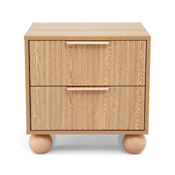 Artiss 2x Bedside Table Round Legs 2 Drawers Pine Awezingly