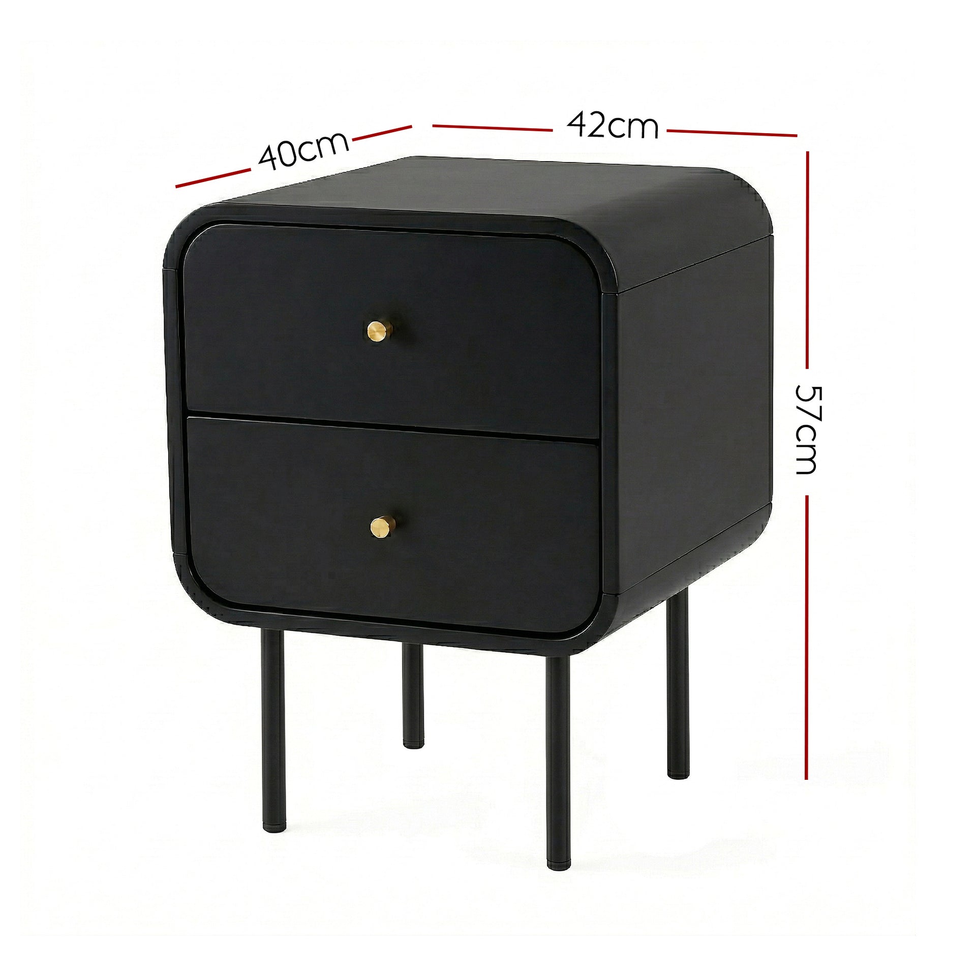 Artiss Bedside Table 2 Drawers Side End Table Nightstand Black Awezingly