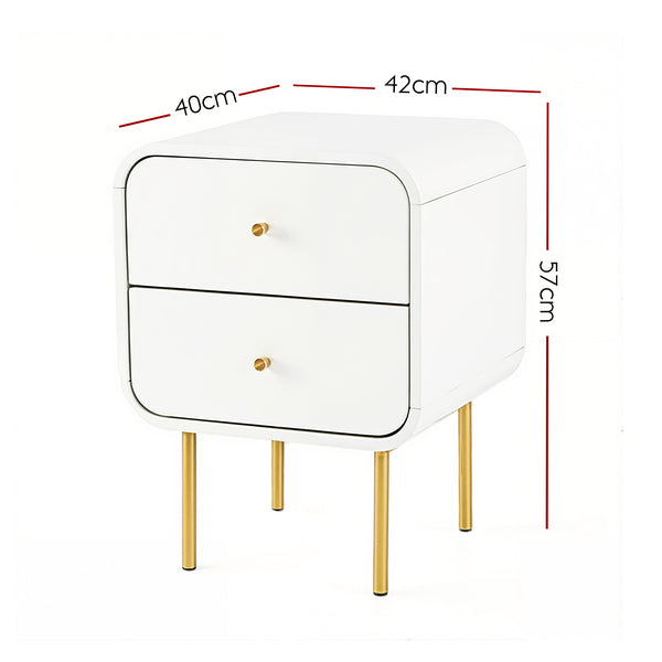 Artiss Bedside Table 2 Drawers Side End Table Nightstand White Awezingly