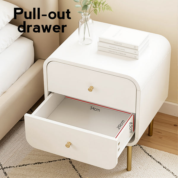 Artiss Bedside Table 2 Drawers Side End Table Nightstand White Awezingly