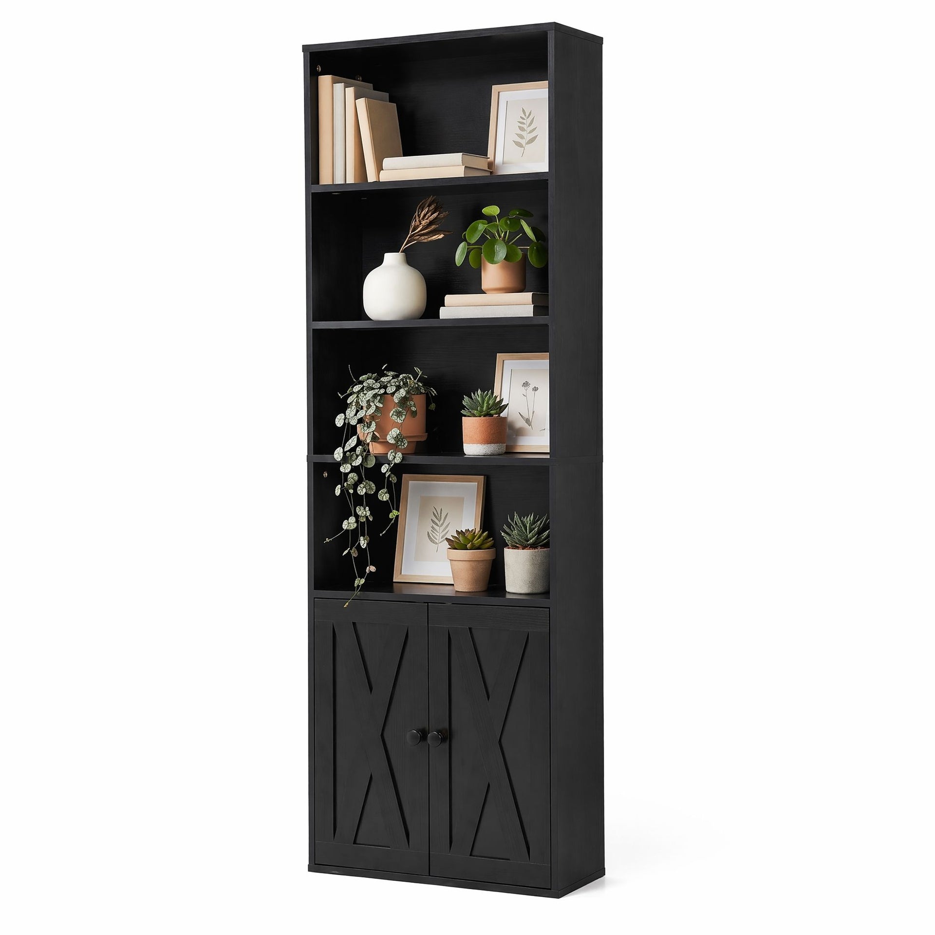Artiss 6-Tier Bookshelf Display Cabinet Storage Black Awezingly